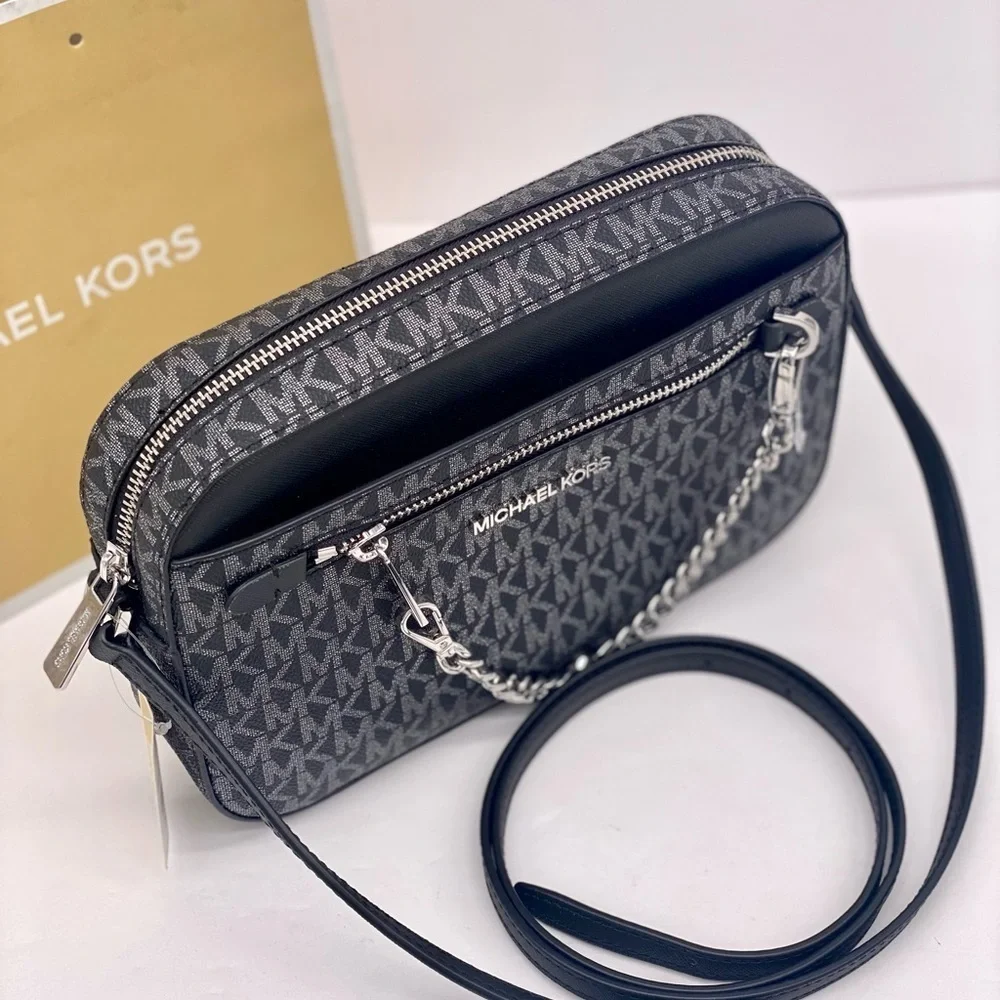 Michael Kors Metallic Zip Chain Crossbody Black Multi
